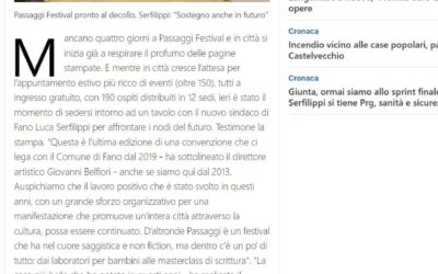 Il Resto del Carlino.it – Passaggi Festival pronto al decollo. Serfilippi: “Sostegno anche in futuro”