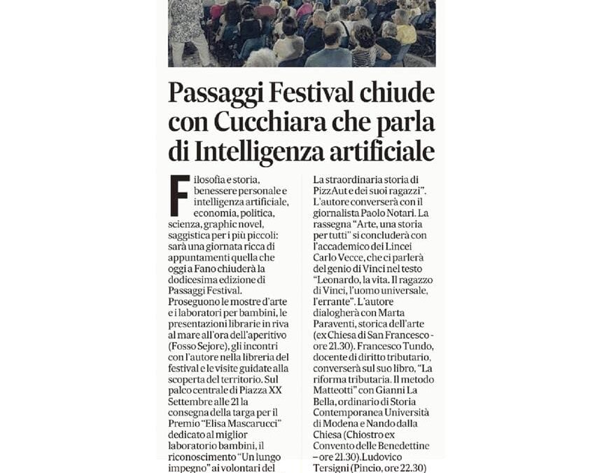 Corriere Adriatico-Passaggi Festival chiude con Cucchiara che parla di Intelligenza artificiale