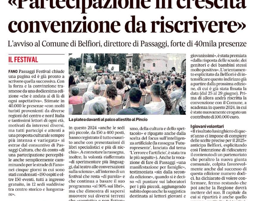 Corriere Adriatico-“Partecipazione in crescita convenzione da riscrivere”