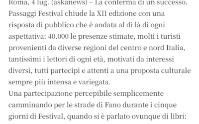 Notiziario Flegreo-“Passaggi Festival”: 40.000 presenze a Fano, aumenta flusso turismo culturale